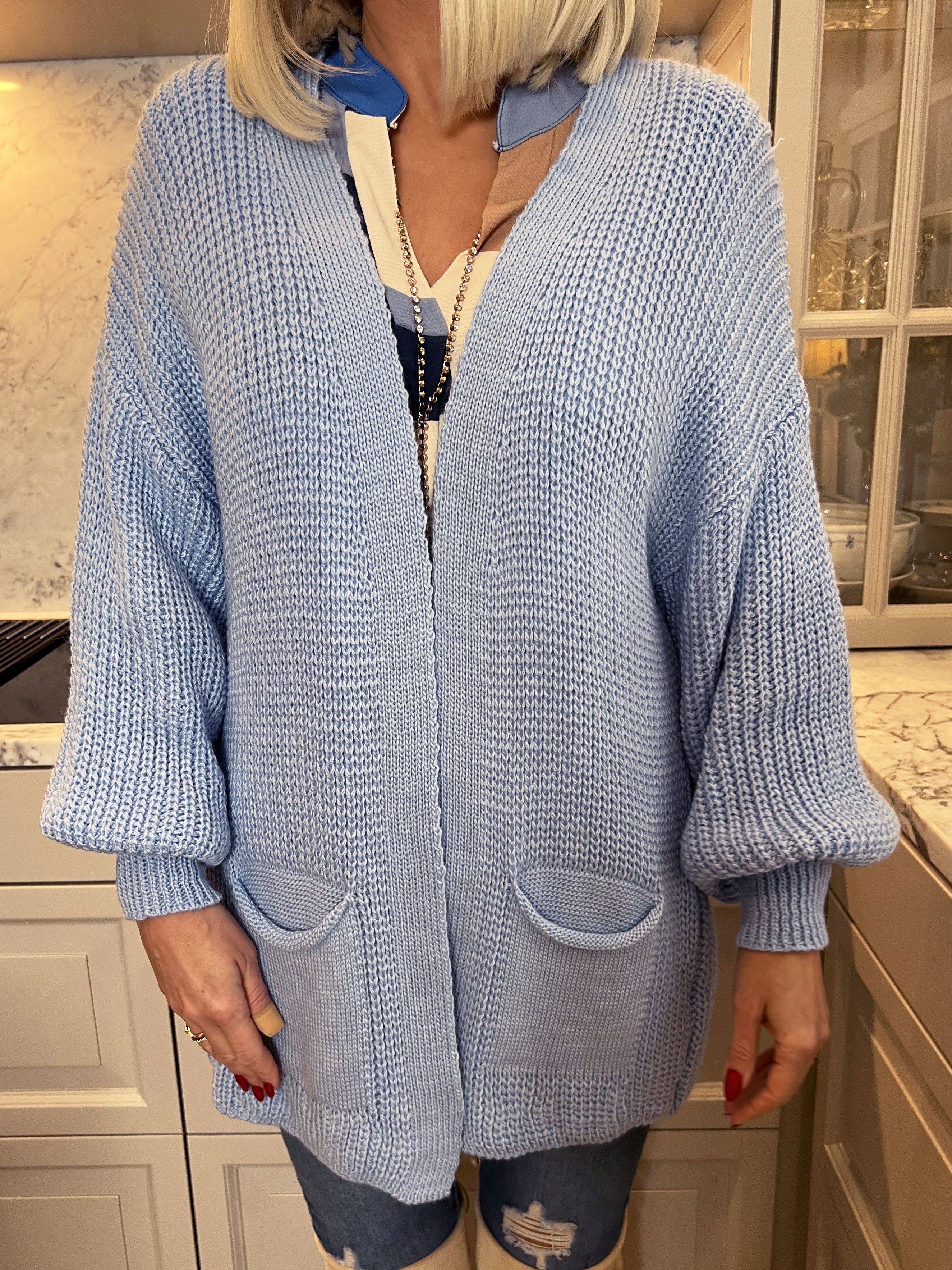 Sally Short - Sød strik cardigan med ballonærmer